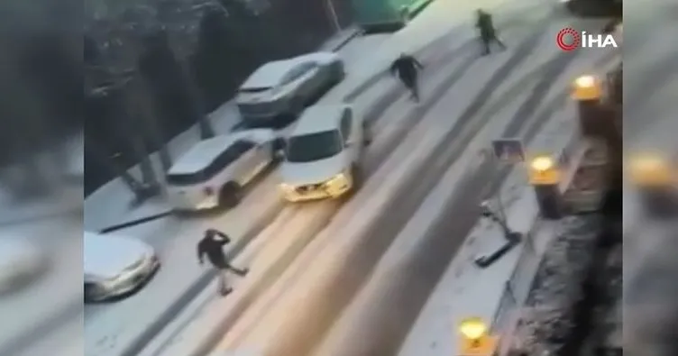 Beşiktaş’ta feci kaza: Kayan arabanın çarptığı kadın metrelerce savruldu
