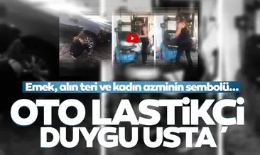 Kadın gücünün sembolü oldu! Genç oto lastikçi Duygu usta görenlerin takdirini topluyor