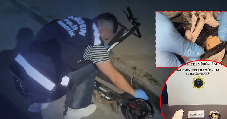 Samsun’da akılalmaz uyuşturucu zulası: Elektrikli scooterı zehir yuvası yapmışlar!