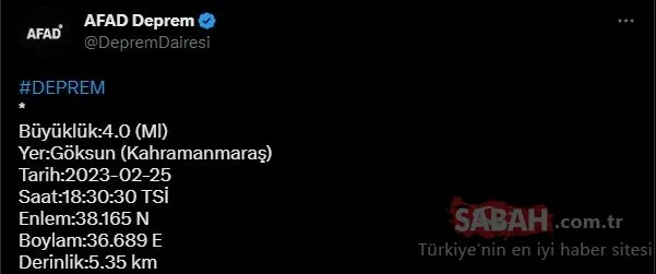 Kahramanmaraş’ta deprem son dakika: AFAD ve Kandilli Rasathanesi son depremler listesi ile Kahramanmaraş’ta deprem mi oldu?