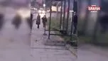 İETT durağına taş atarak camını kıran şahıs kamerada | Video