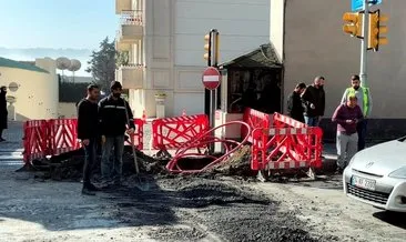 Beşiktaş’ta elektrik hattı için yapılan onarım çalışmaları sırasında yol çöktü