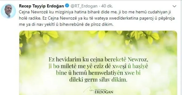 Erdoğan, Nevruzu kutladı