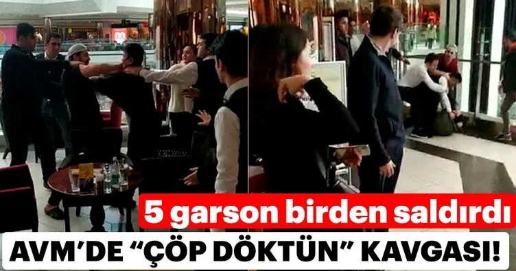 Özel İstanbul’daki ünlü AVM’de “çöp döktün” iddiasına dayak kamerada