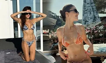 Hande Erçel minicik bikinisiyle havuz başında şov yaptı! Hande Erçel ve Hakan Sabancı tatile doymuyor! Bu kez soluğu Yunanistan’da aldılar