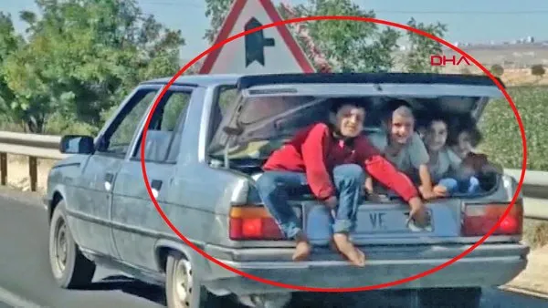 Şanlıurfa'da çocukların bagajdaki tehlikeli yolculuğu kamerada | Video