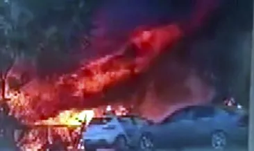 Gecekondunun bahçesindeki yangın otomobili de yaktı #istanbul