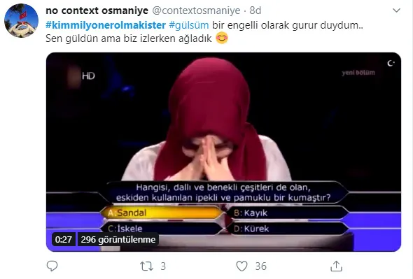 Kim Milyoner Olmak İster'de yarışan Ümmü Gülsüm Türkiye'yi duygulandırdı