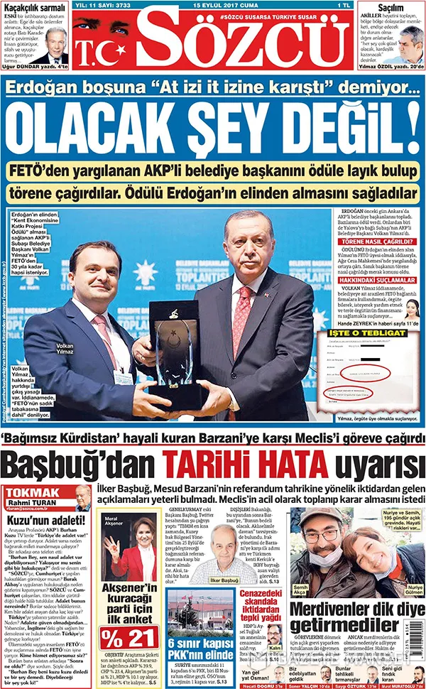 Sözcü'nün manşetinden yasadışı iş yaptırmak isteyen bir iftiracı çıktı!-1