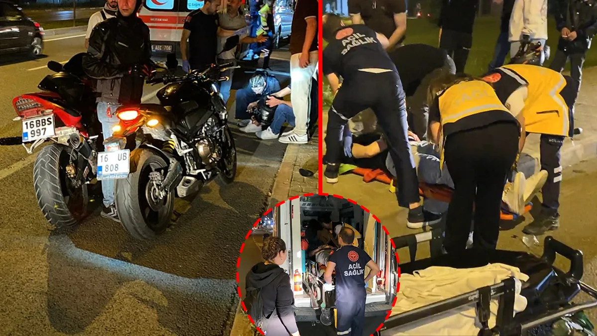 Bursa İnegöl'de meydana gelen motosiklet kazası sonrası olay yeri incelemesi