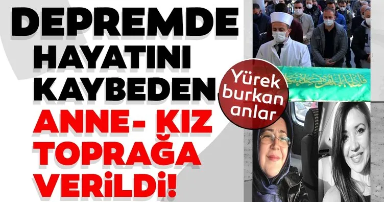 İzmir'deki depremde hayatını kaybeden anne ve kız Manisa'da toprağa verildi