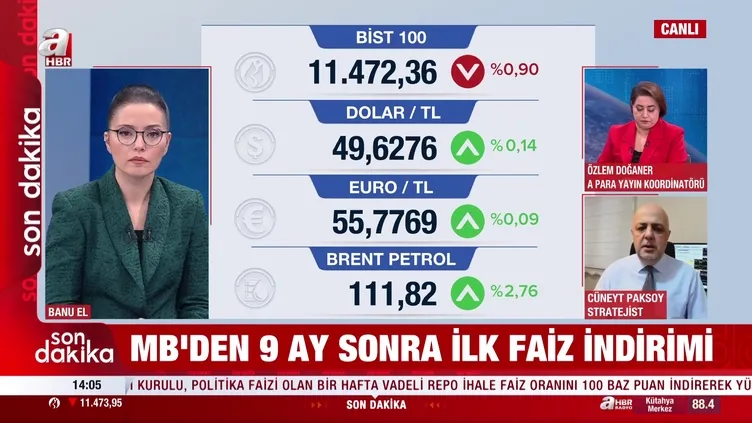 Merkez Bankası'ndan 9 ay sonra ilk faiz indirimi geldi!