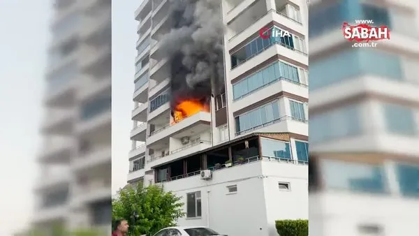 Adana’da apartmanın 3. katında korkutan yangın | Video