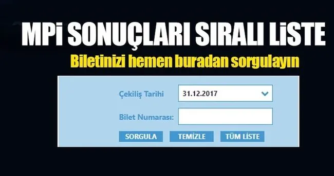 milli piyango bilet sorgulama 2018