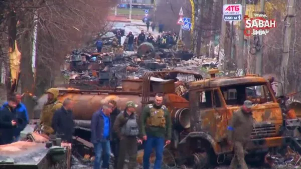 Bucha’da imha edilen Rus konvoyu görüntülendi | Video