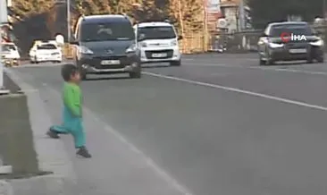 Aniden yola fırlayan çocuğu radar tespit etti, polis kurtardı