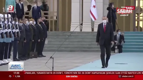 Başkan Erdoğan KKTC Cumhurbaşkanı Ersin Tatar'ı resmi törenle karşıladı | Video