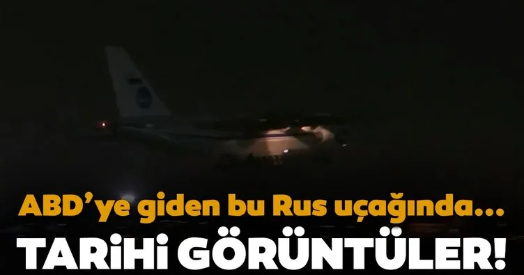 Son dakika görüntüleri! Rus uçağı ABD’ye böyle uçtu