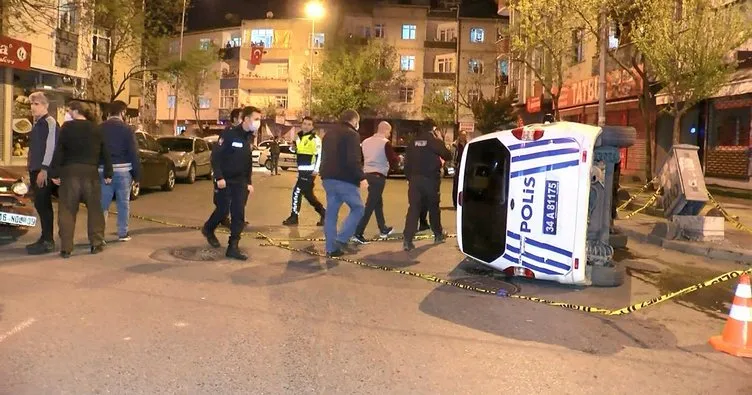 Gaziosmanpaşa’da polis aracı takla attı, 2 polis yaralandı