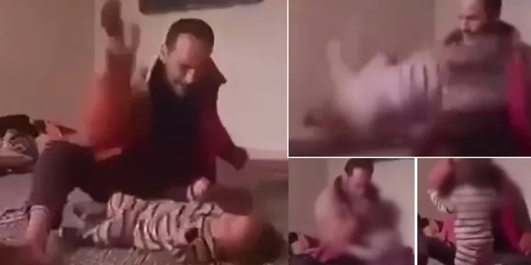 Türkiye’nin kanını donduran görüntü: Çocuğunu acımasızca döven cani baba tutuklandı!