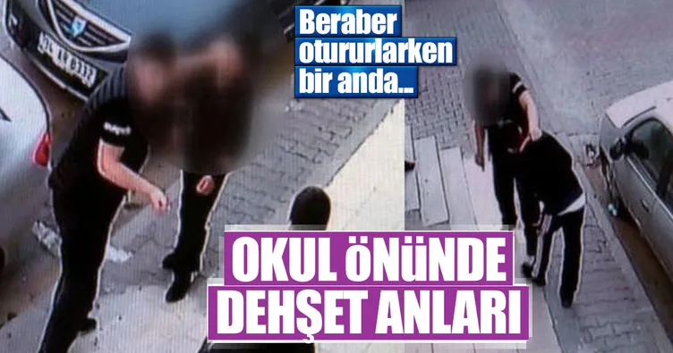 Okul önünde dehşet anları!