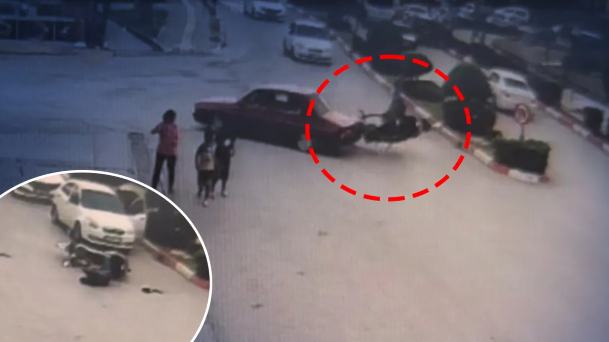 Osmaniye'de otomobile çarpan motosikletli yola savruldu: Kaza anı güvenlik kamerasına yansıdı