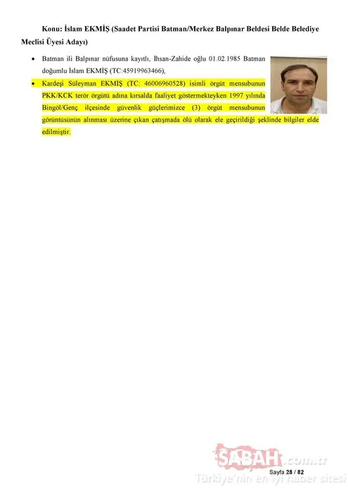 İşte Saadet Partisi'nin listelerindeki PKK'lı adaylar!
