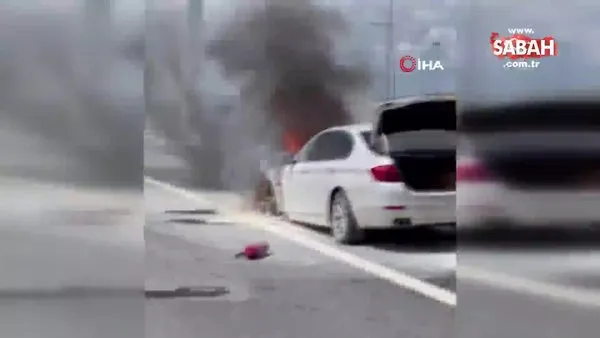 Son Dakika: Kuzey Marmara Otoyolu'nda lüks otomobil alev alev yandı | Video