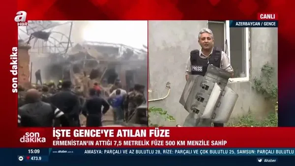 Son dakika: İşte Ermenistan'ın Gence'ye attığı 7,5 metrelik füze! | Video