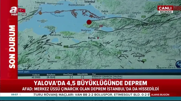Yalova'da 4.5 büyüklüğünde deprem!