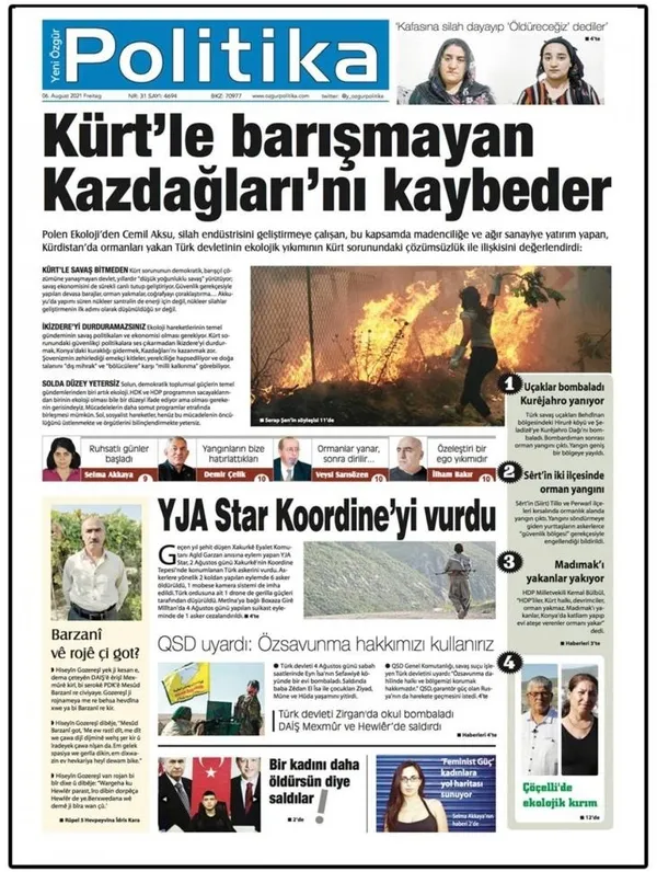 Yangınlar sürerken PKK'nın gazetesi Kaz Dağlarını işaret etti! - Son Dakika Haberler