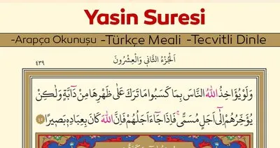YASİN SURESİ OKUNUŞU, Yasin Suresi Duası Arapça Yazılışı, Türkçe Anlamı, Diyanet Meali ve Tefsiri Dinle