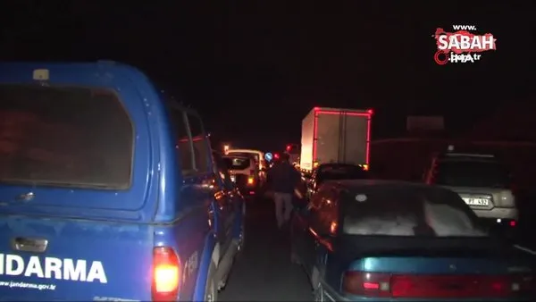 Silivri’de TIR karşı şeride girdi, yolu trafiğe kapattı