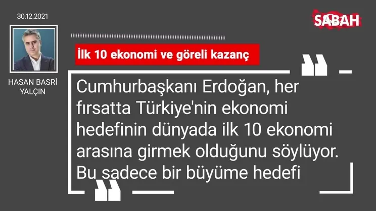 Hasan Basri Yalçın | İlk 10 ekonomi ve göreli kazanç