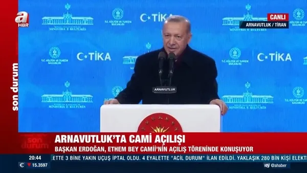 Son dakika: Başkan Erdoğan, Arnavutluk’ta Ethem Bey Camii açılışına katıldı