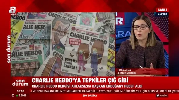 Son dakika haberi... Cumhurbaşkanı Erdoğan'ı hedef alan Fransız Charlie Hebdo'nun skandal kapağına tepkiler büyüyor | Video