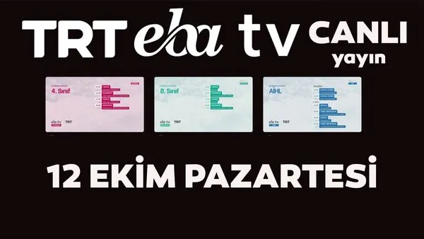 TRT EBA TV izle! (12 Ekim Pazartesi) Ortaokul, İlkokul, Lise dersleri 'Uzaktan Eğitim' canlı yayın: EBA TV ders programı | Video
