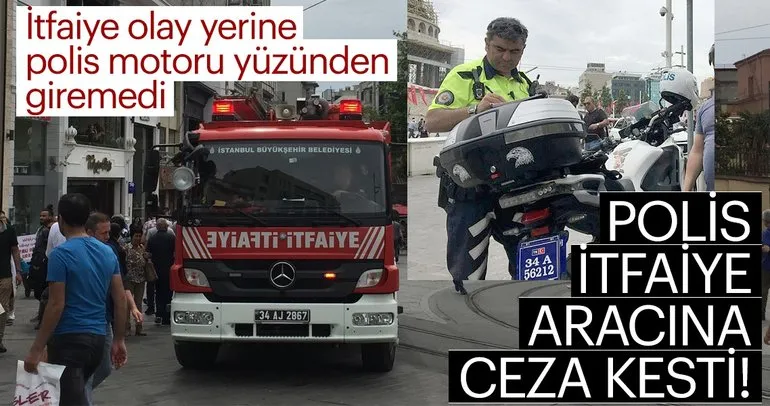 Taksim Meydanı’nda trafik polisi itfaiye gerginliğİ