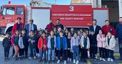 Cizre'de öğrenciler Şırnak Şerafettin Elçi Havalimanını gezip, uçakları yakından gördü #sirnak