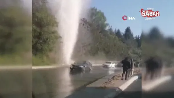 Bahçeşehir'de İSKİ'nin su borusu patladı, fışkıran su metrelerce yüksekliğe ulaştı | Video
