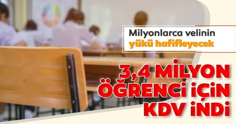 3.4 milyon öğrenci için KDV indi