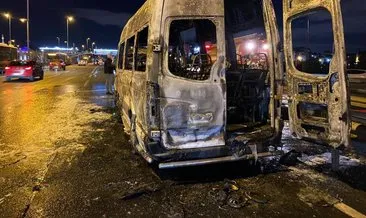 E-5’te servis minibüsü alev topuna döndü #edirne