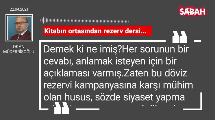 Okan Müderrisoğlu | Kitabın ortasından rezerv dersi...