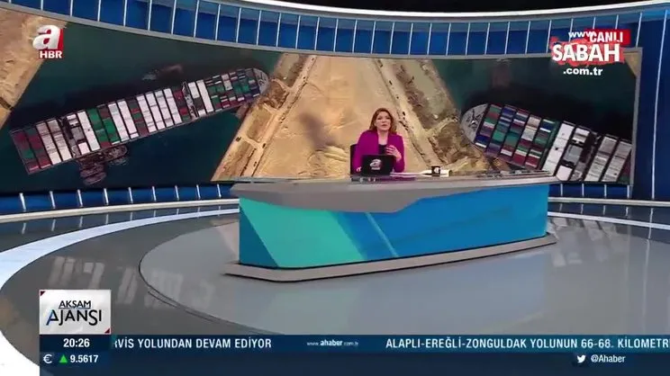 Süveyş kanalını tıkayan yük gemisi
