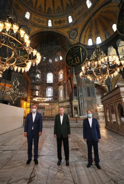 Son dakika: Başkan Erdoğan Ayasofya'da incelemelerde bulundu