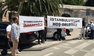 İmamoğlu’na İstanbul’umuza hoş geldin pankartı açıldı