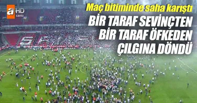 Süper Kupa maçı bitişinde saha karıştı