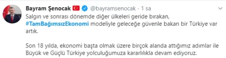 Sosyal medyada Hazine ve Maliye Bakanı Berat Albayrak’ın sözlerine dev destek #TamBağımsızEkonomi