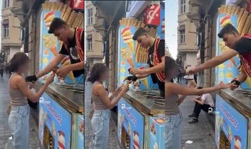Beyoğlu'nda utandıran görüntü: Külah oyunuyla kadın turisti taciz etti... Dükkanı mühürlendi #istanbul