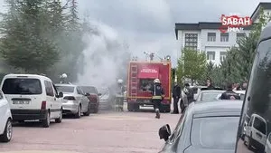 Konya’da hastane otoparkındaki otomobilde yangın | Video